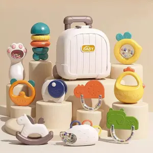 10 PCS Rattle Toys with Suitcase for Infants