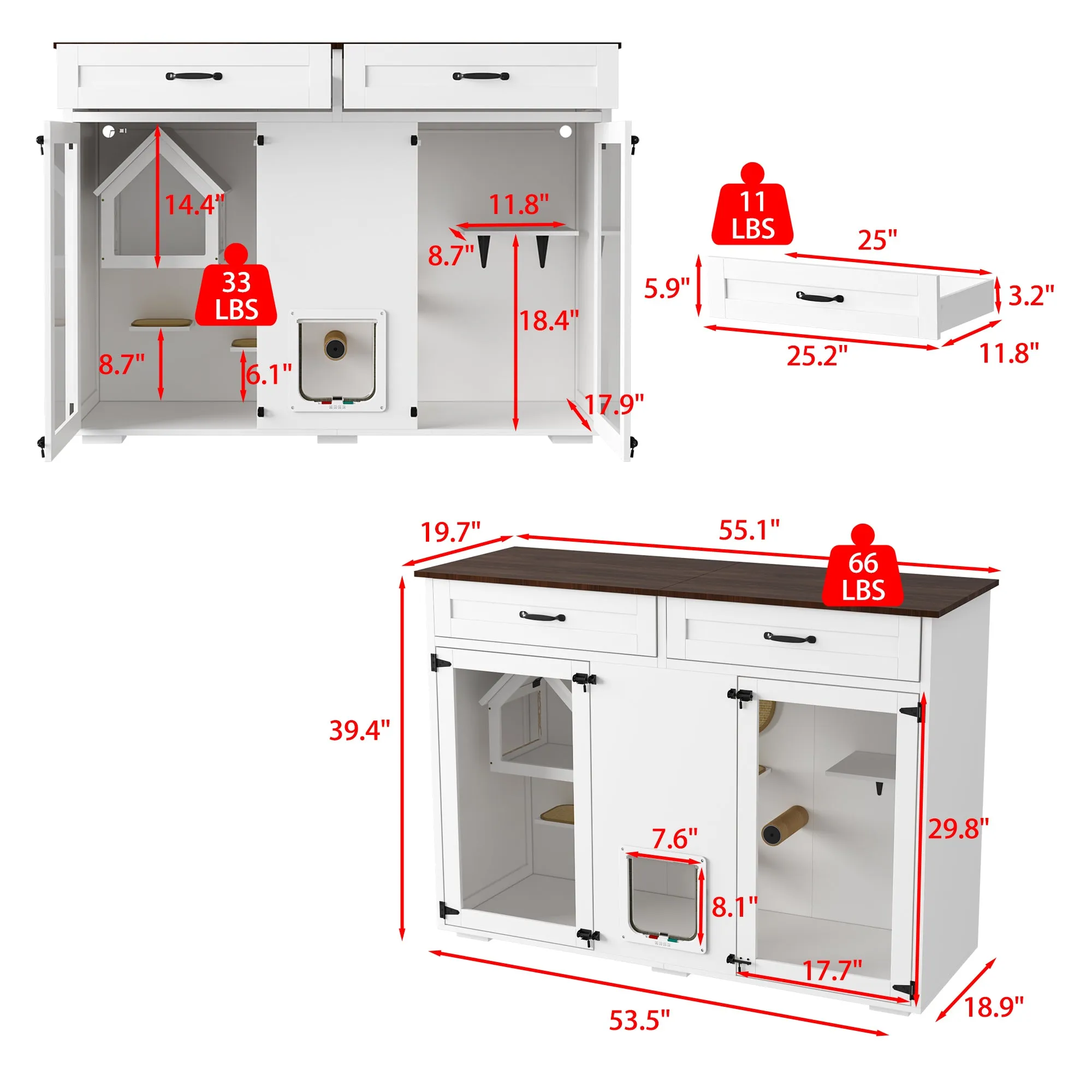 2-In-1 Litter Box Enclosure Cat Bed With Light And Scratching Pad