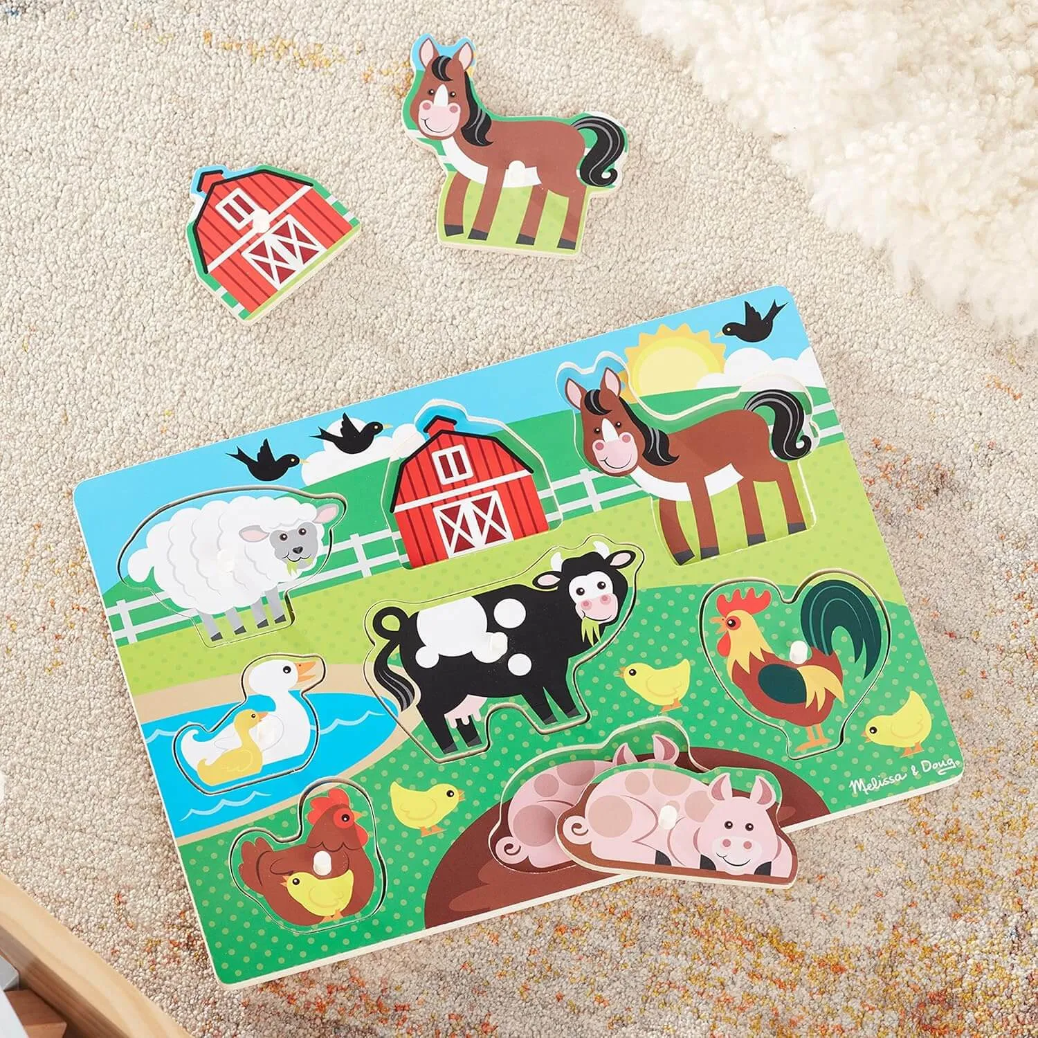 3 Peg Boards for Children - Farm Animals, Safari & Vehicles