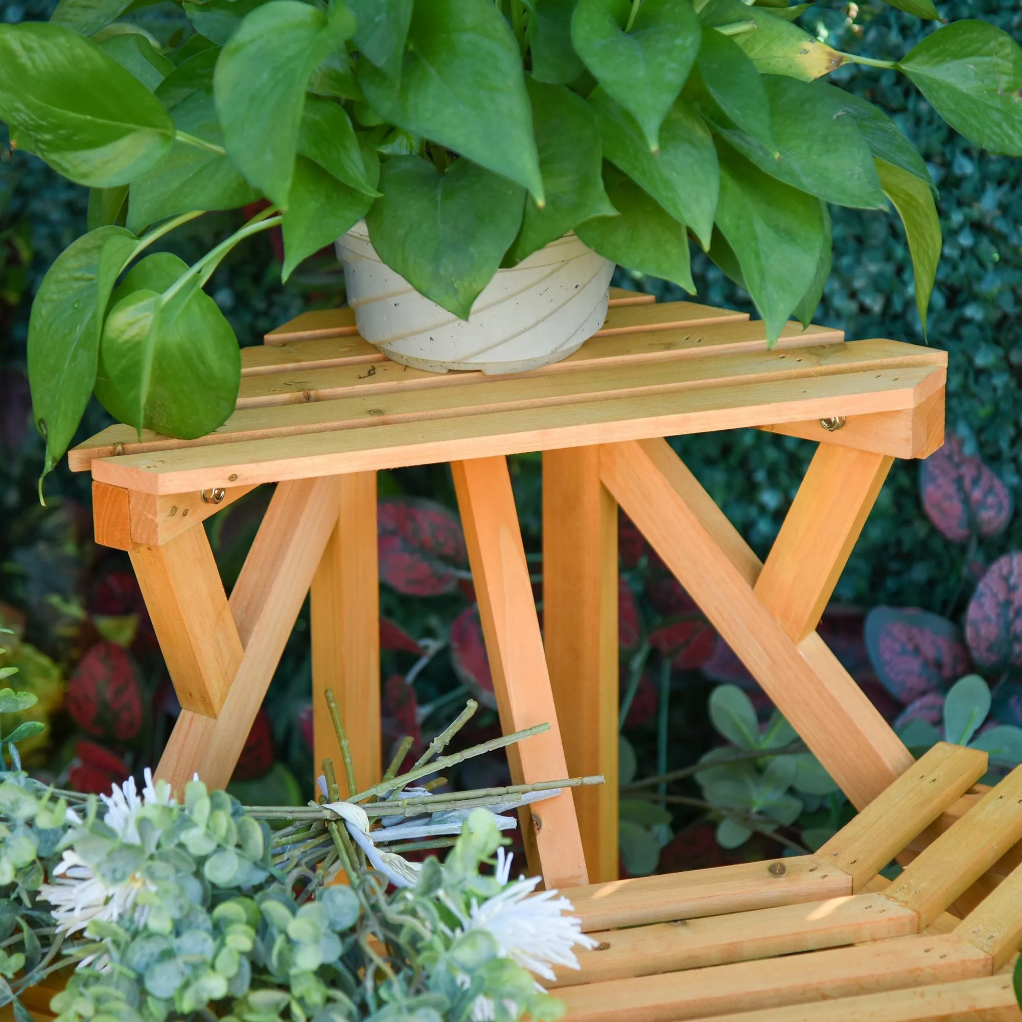 3-Tier Wooden Raised Plant Stand