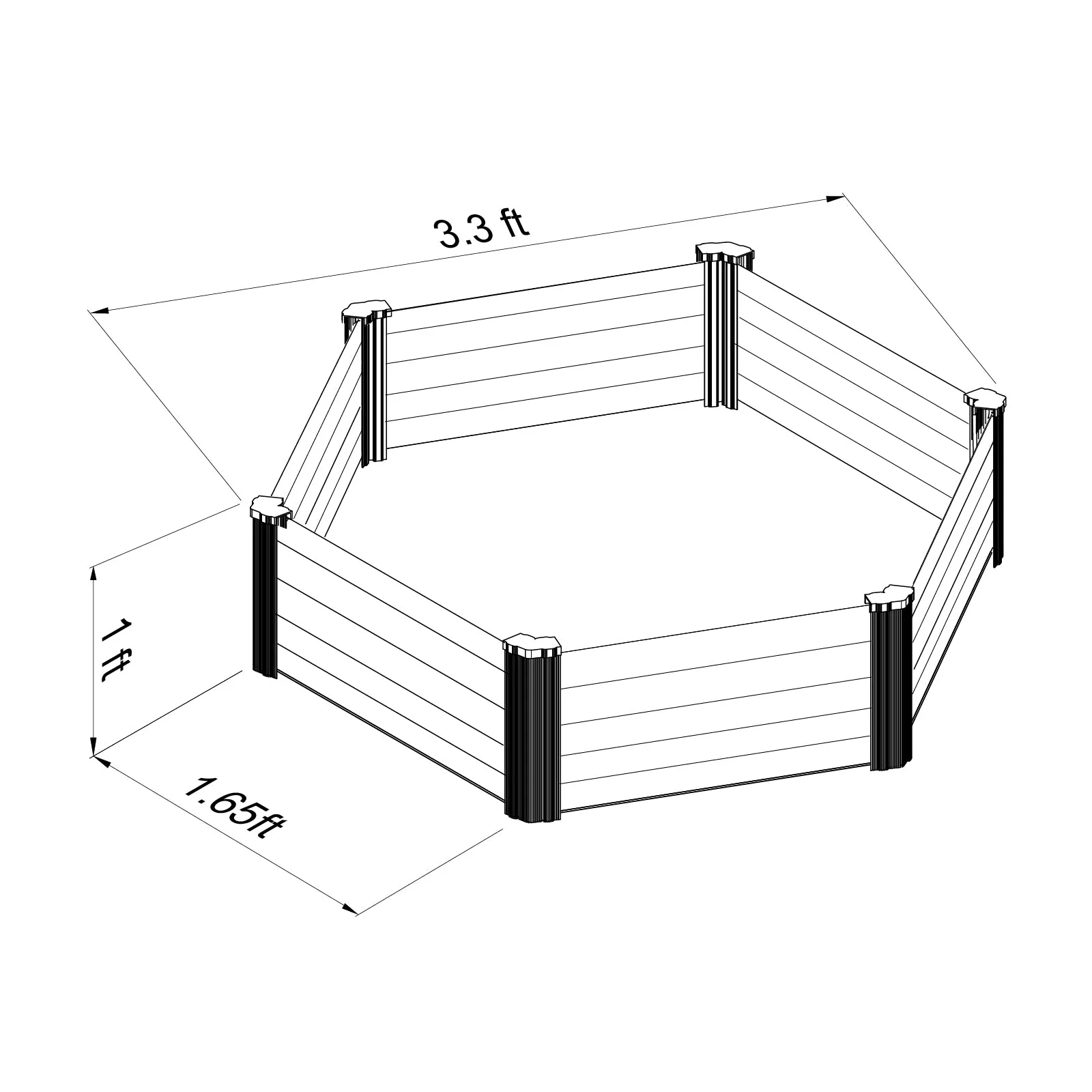 Absco | 39x39x12 in. Hex Metal Raised Garden Bed