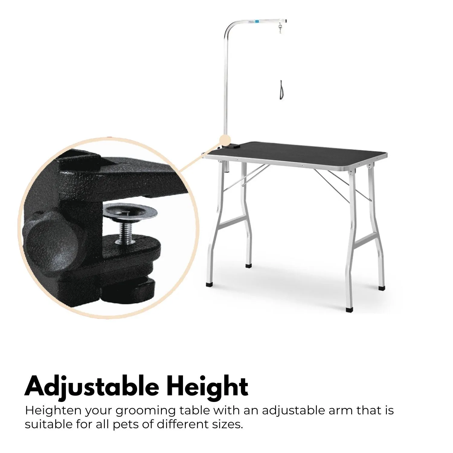 Adjustable Foldable 90cm Pet Grooming Table - Non-Slip, Black, Floofi