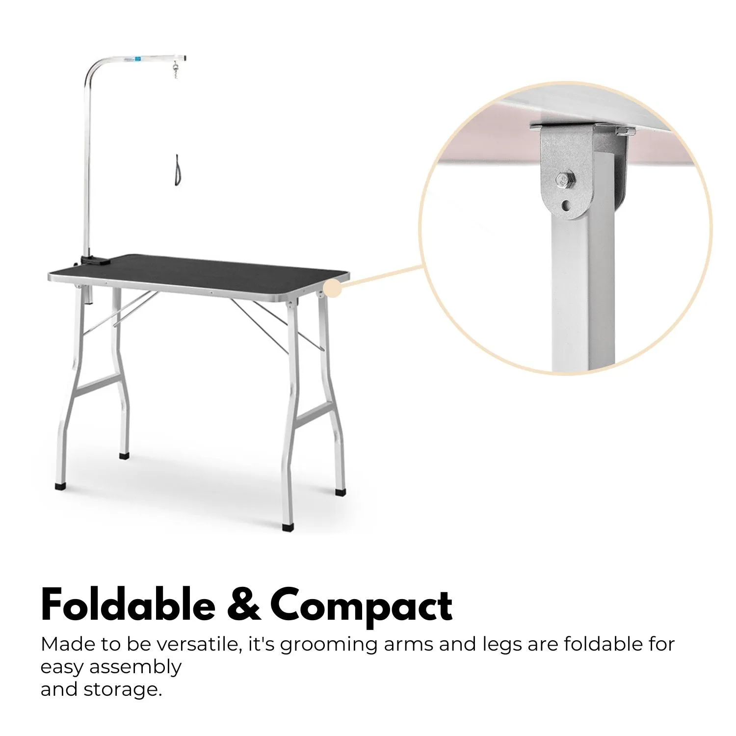 Adjustable Foldable 90cm Pet Grooming Table - Non-Slip, Black, Floofi