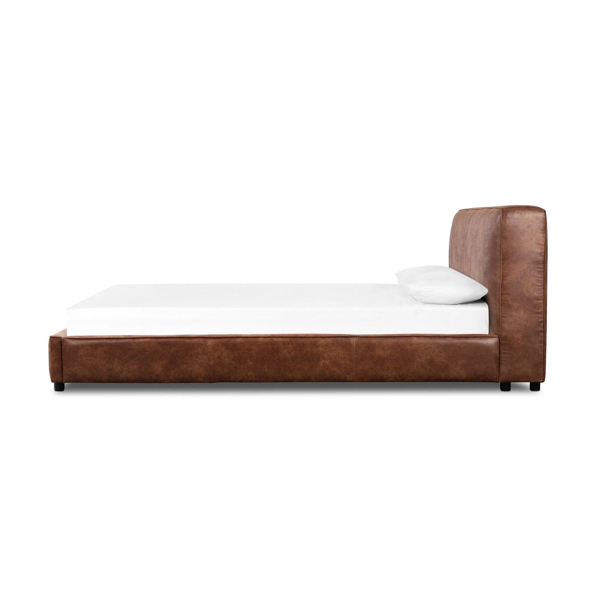 Vintage Tobacco Faux Leather Aidan Bed - Stylish and Timeless Design