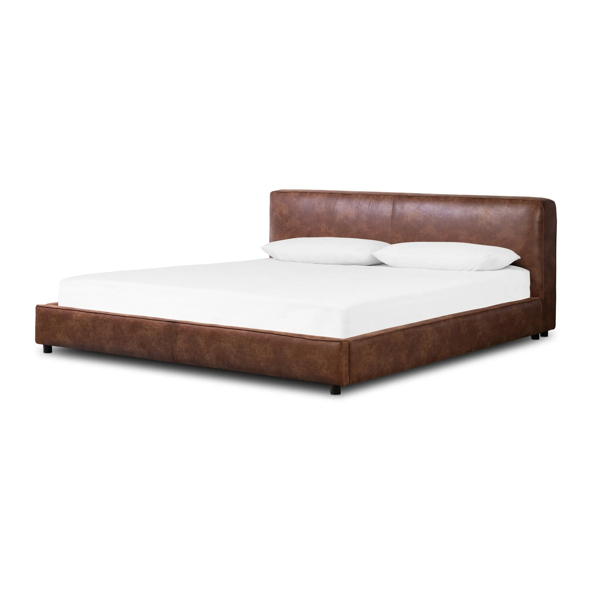 Vintage Tobacco Faux Leather Aidan Bed - Stylish and Timeless Design