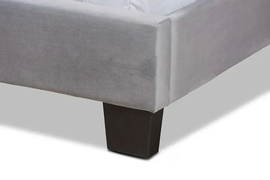 Armidale Gray Velvet Fabric Upholstered Panel Bed (Full)