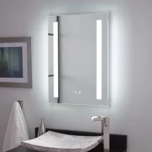 Artessa Designer Rectangular LED Mirror with Defogger, Dimmer-Option & 3-Colour LED for Bathroom (70 x 50 CM)