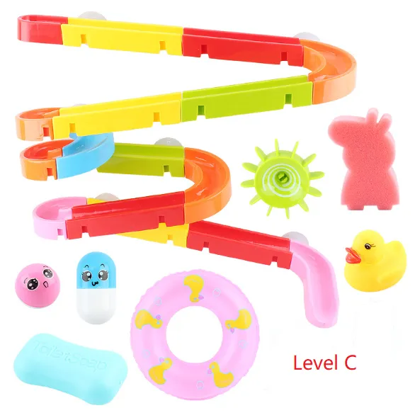 Baby water track assembling slides bathing bath toys Drifting wheel  and Baby soft glue pinch ball