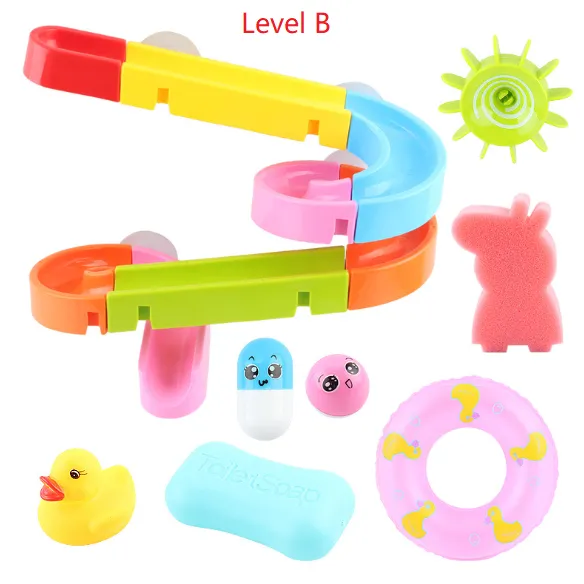 Baby water track assembling slides bathing bath toys Drifting wheel  and Baby soft glue pinch ball