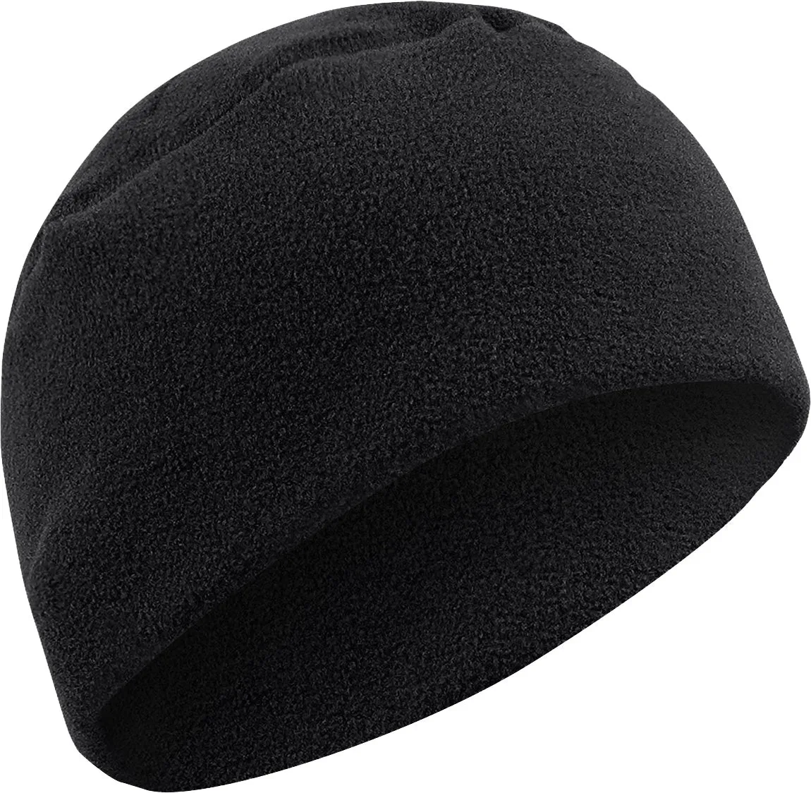 Black - Polar Fleece Watch Cap Tactical Large Skull Watchman Beanie