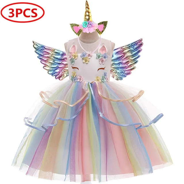 Dreamy Girls Kids Unicorn Party Dress - 4 Colours & Styles