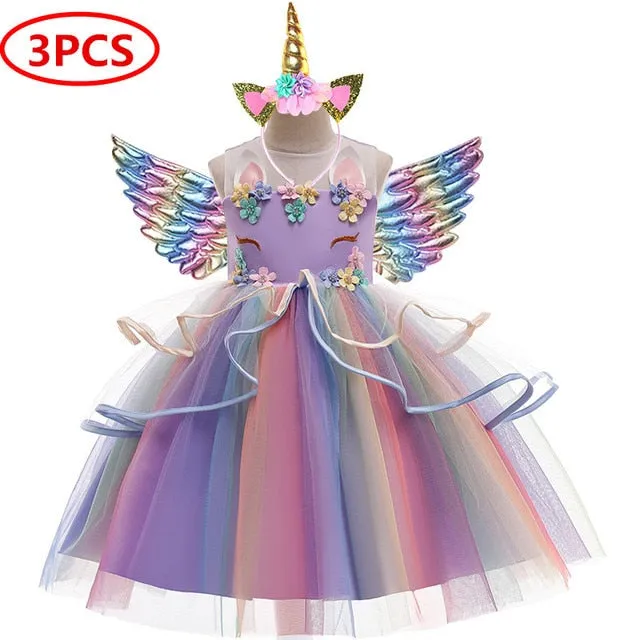 Dreamy Girls Kids Unicorn Party Dress - 4 Colours & Styles