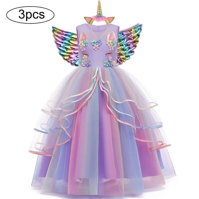 Dreamy Girls Kids Unicorn Party Dress - 4 Colours & Styles