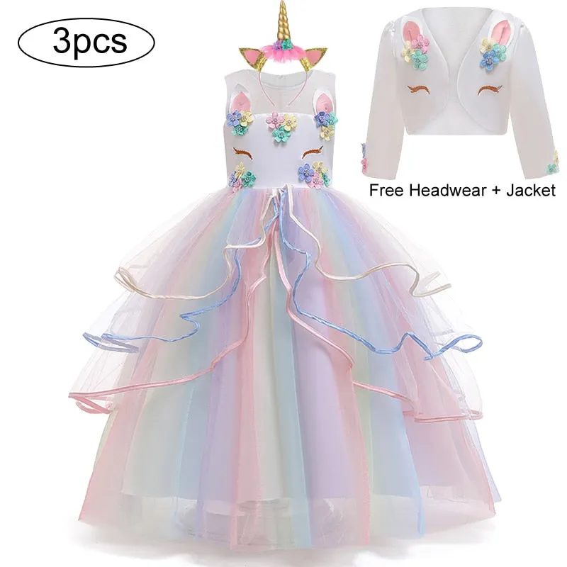 Dreamy Girls Kids Unicorn Party Dress - 4 Colours & Styles