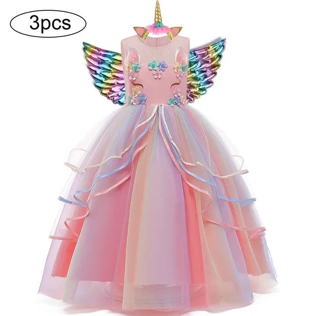 Dreamy Girls Kids Unicorn Party Dress - 4 Colours & Styles