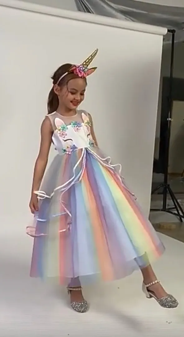 Dreamy Girls Kids Unicorn Party Dress - 4 Colours & Styles