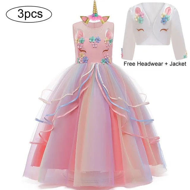 Dreamy Girls Kids Unicorn Party Dress - 4 Colours & Styles