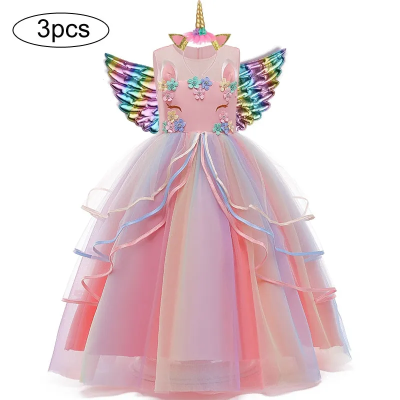 Dreamy Girls Kids Unicorn Party Dress - 4 Colours & Styles