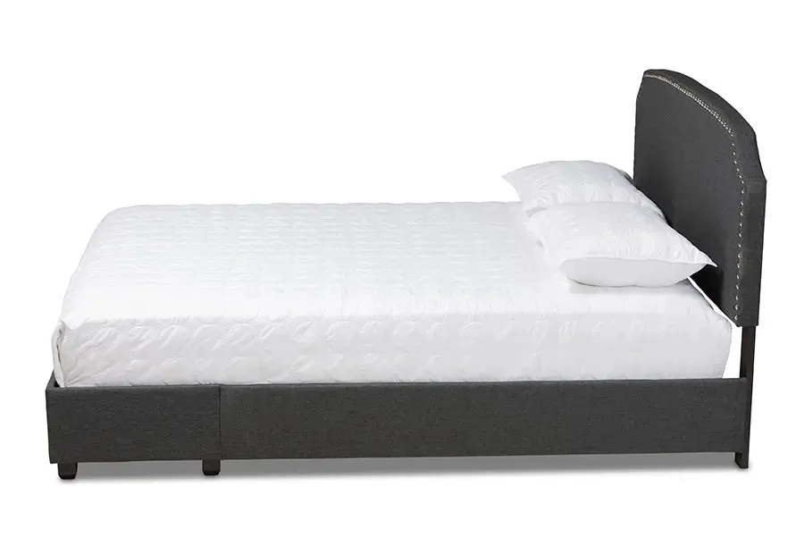 Elena Dark Gray Fabric 2-Drawer Platform Storage Bed (King)