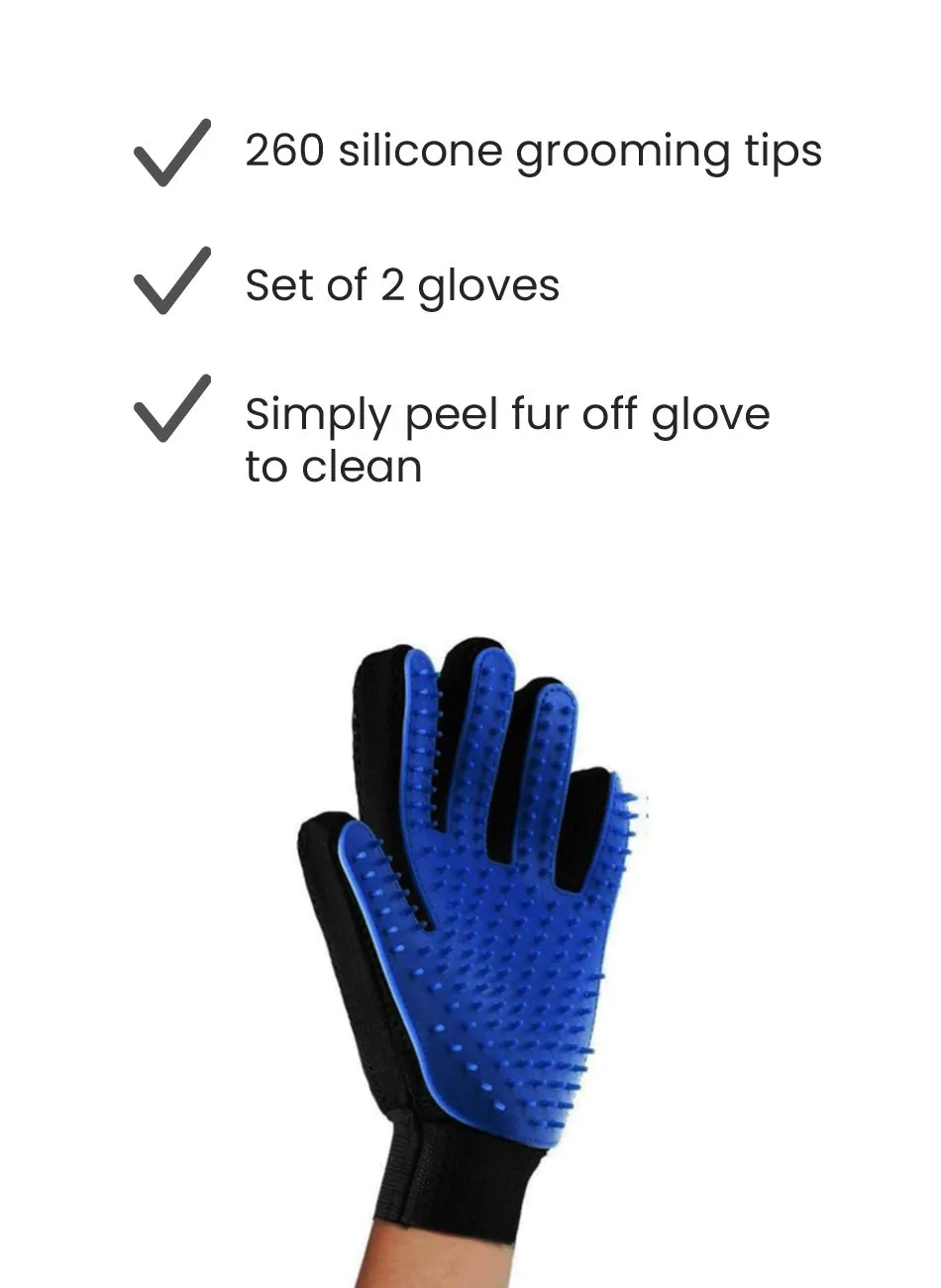 Premium Enhanced Grooming Gloves Set of 2 - Perfect for Pet Care and Shedding Control