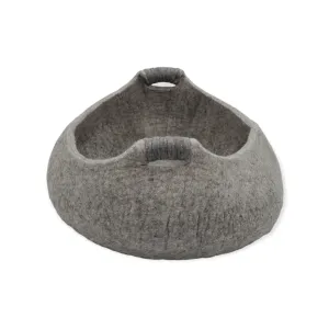 Felt Basket, Light Gray with Dark Gray Handles