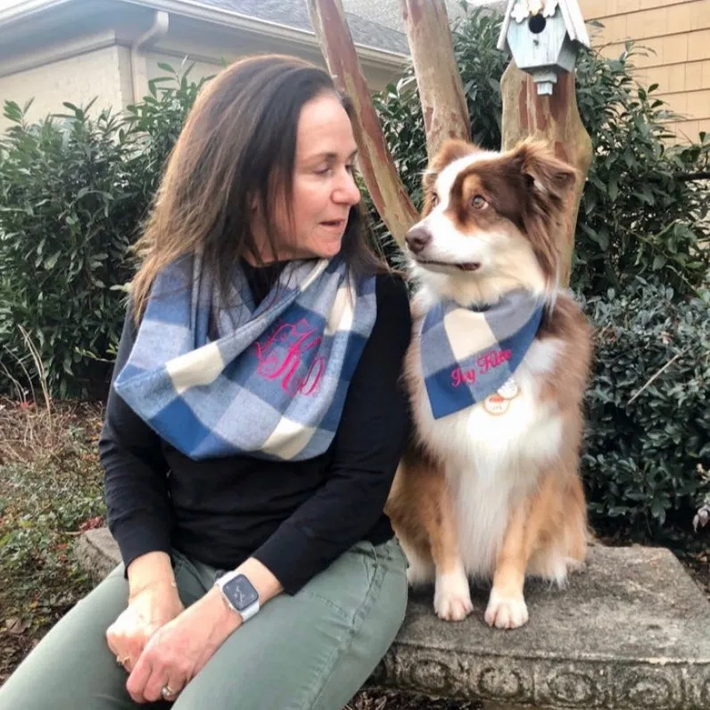 Flannel Dog Bandanas Embroidered with a Name