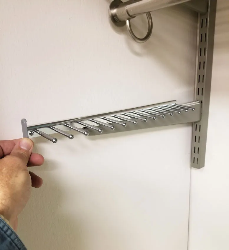 freedomRail Sliding Tie and Belt Rack - Nickel