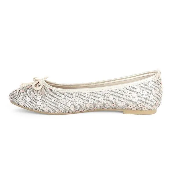 GIRLS SEQUIN BALLERINA SHOE - BEIGE