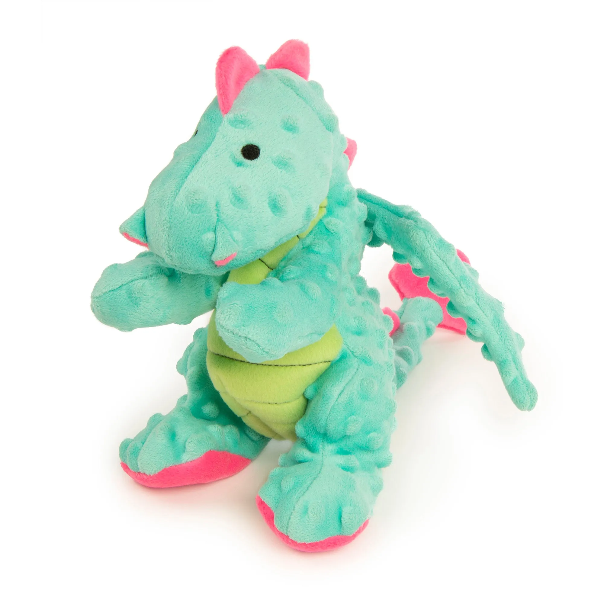 goDog Dragons Squeaky Plush Dog Toy, Chew Guard Technology, Seafoam, Large