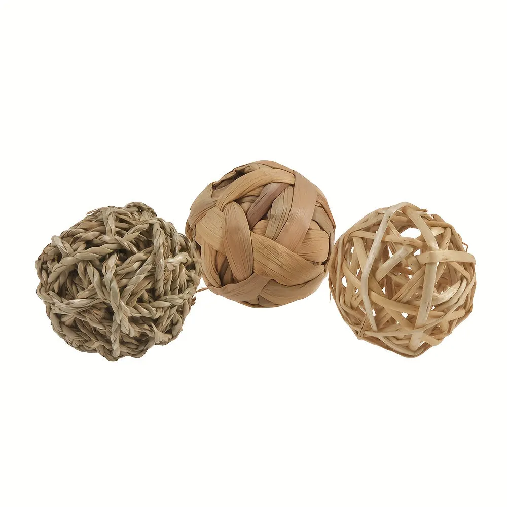 Handwoven Grass Ball Natural Molar Toy for Small Animals