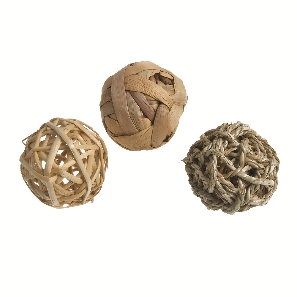 Handwoven Grass Ball Natural Molar Toy for Small Animals