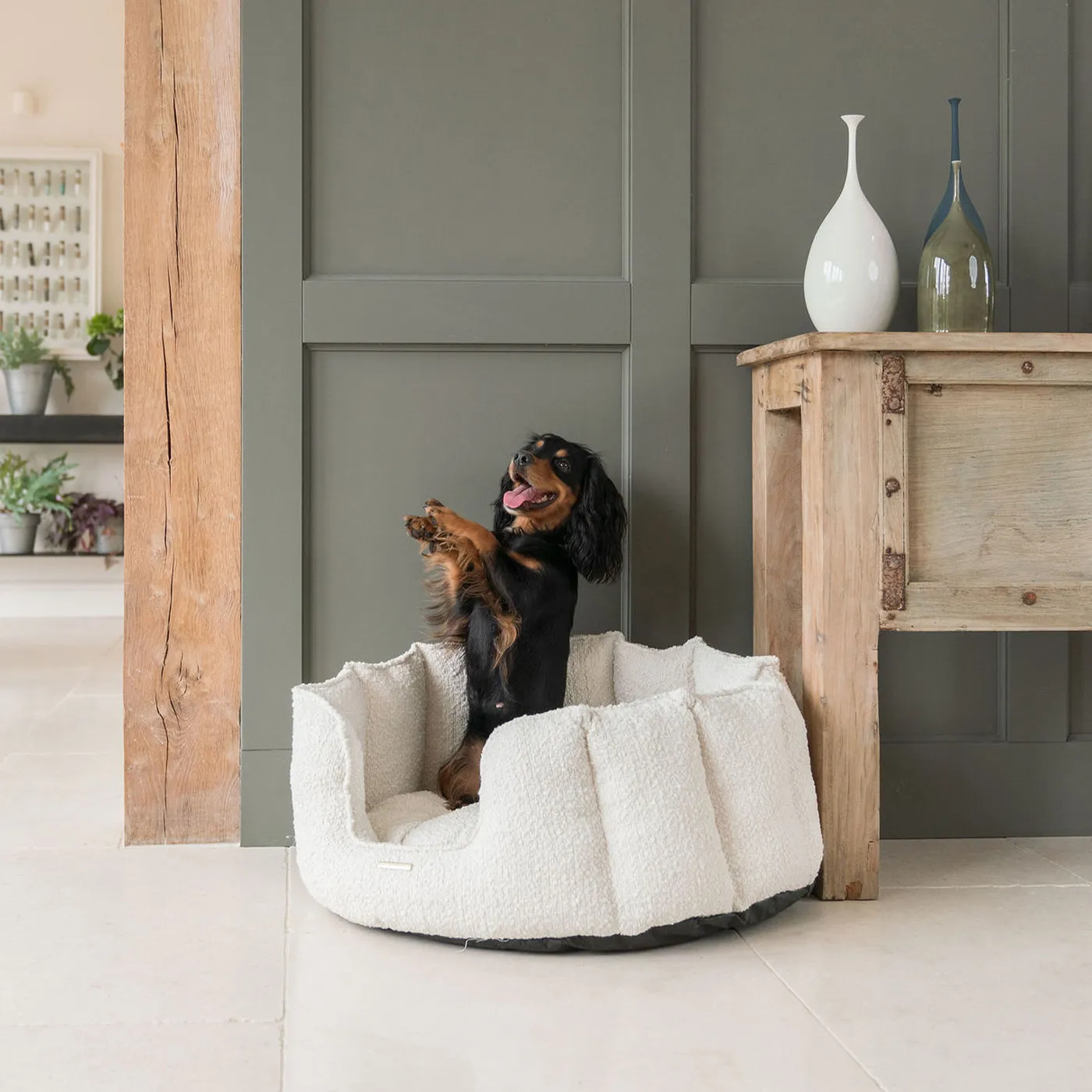 High Wall Bed in Ivory Bouclé by Lords & Labradors