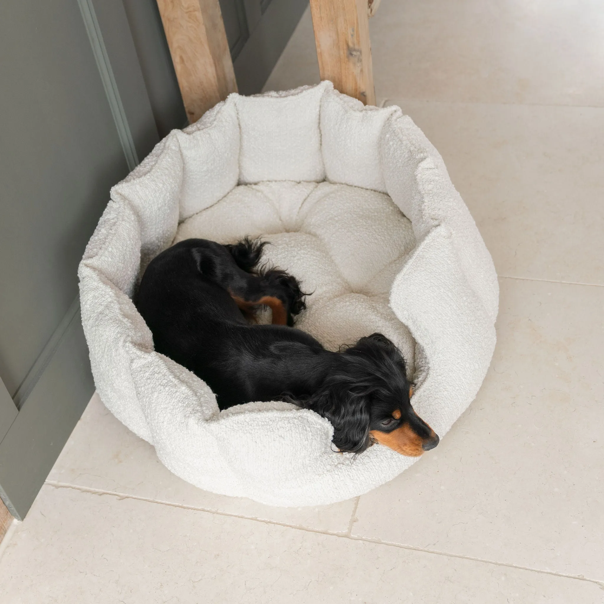 High Wall Bed in Ivory Bouclé by Lords & Labradors