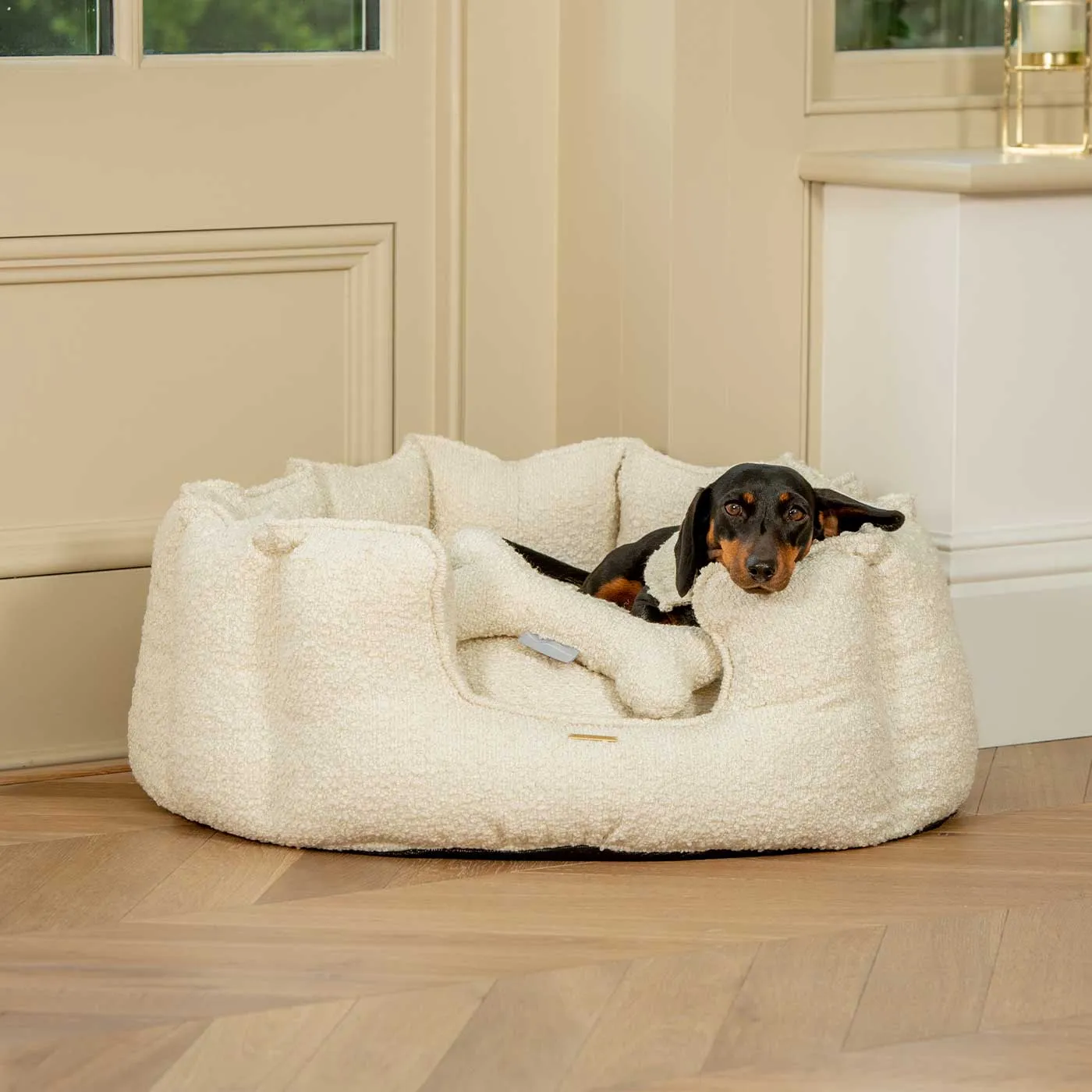 High Wall Bed in Ivory Bouclé by Lords & Labradors