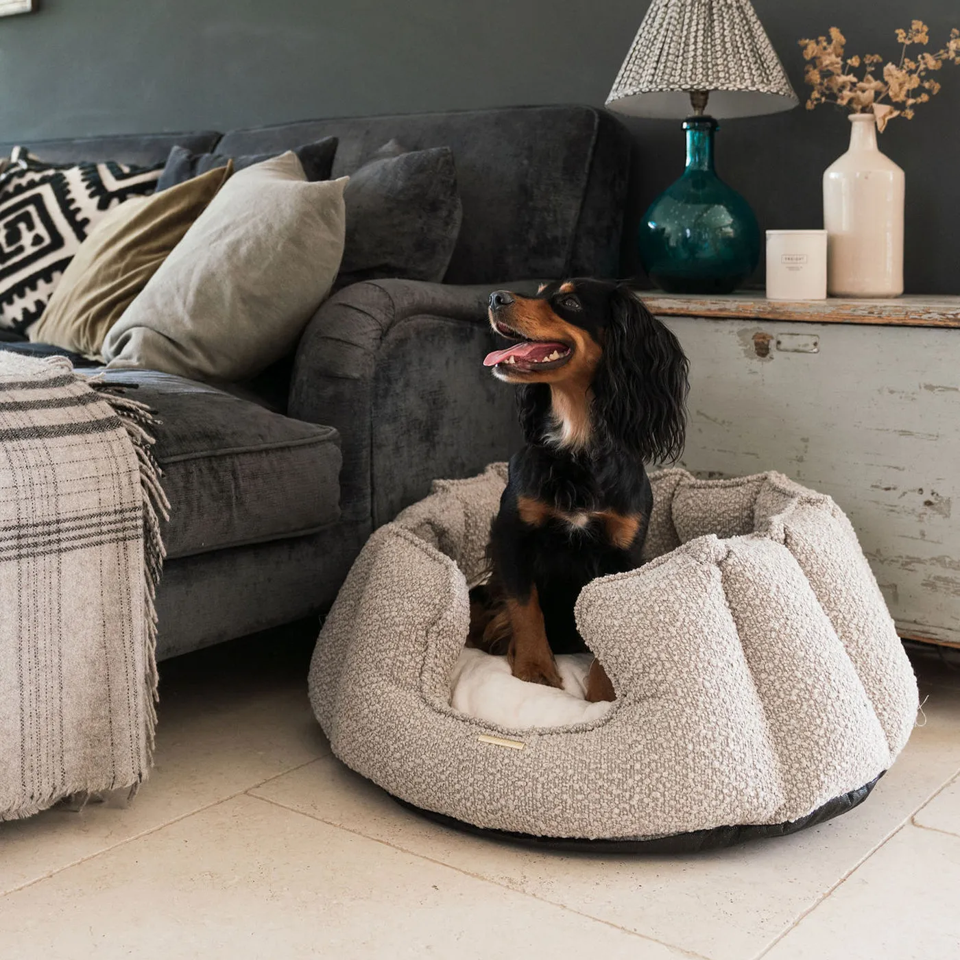 High Wall Bed in Mink Bouclé by Lords & Labradors