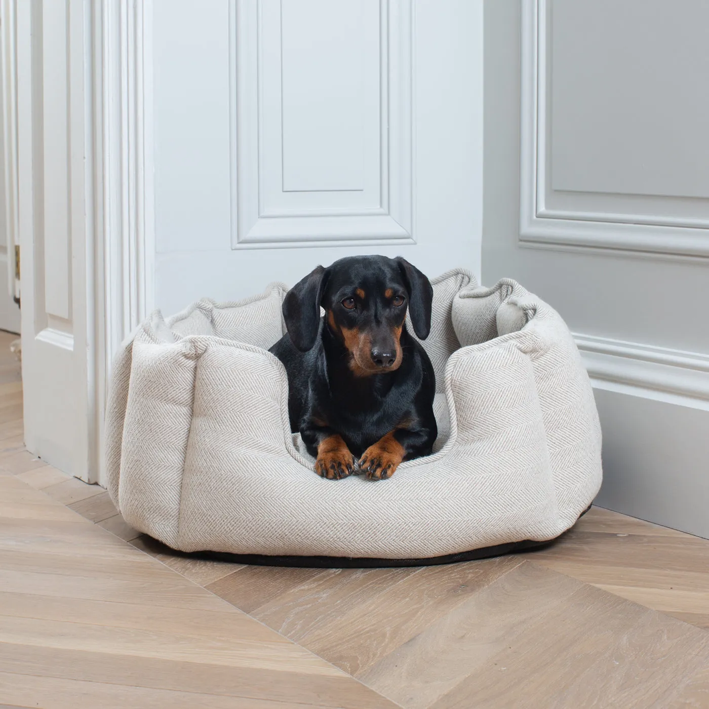 High Wall Bed in Natural Herringbone Tweed by Lords & Labradors