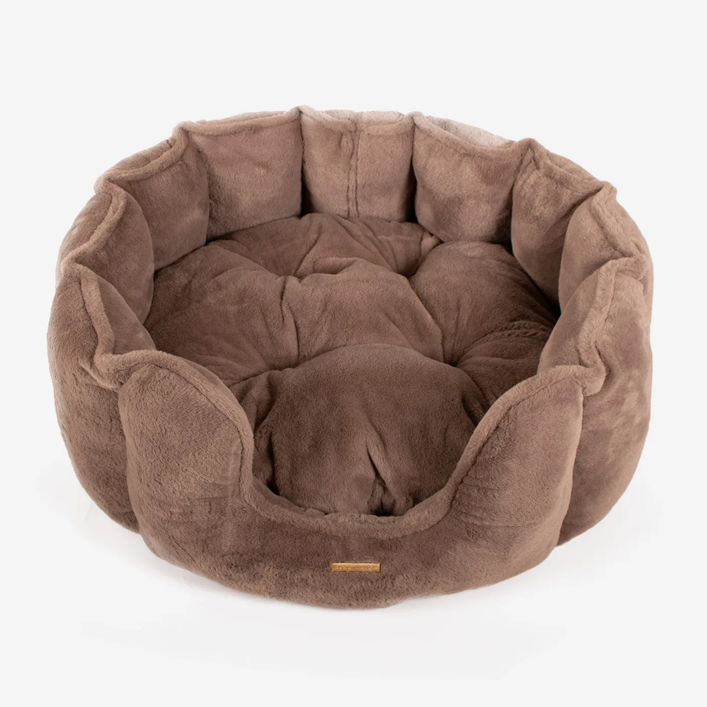 High Wall Bed With Removable Covers in Calming Anti-Anxiety Fawn Faux Fur by Lords & Labradors