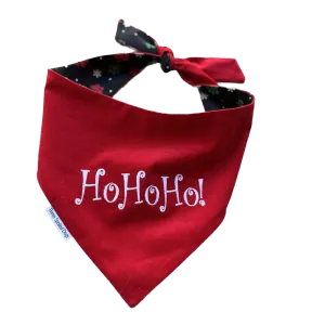 Ho Ho Ho! Christmas Dog Bandanas - Embroidered Reversible Classic Tie Scarf