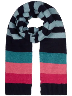 Premium Khost Navy Fluffy Stripe Scarf - Cozy & Stylish Winter Accessory