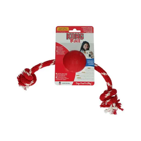 KONG Rubber Ball On Rope Red