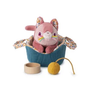 Lilliputiens Jeanne Cat Basket Playset – Interactive Kitten with Removable Jacket, Bowl & Yarn Ball 12 Months 