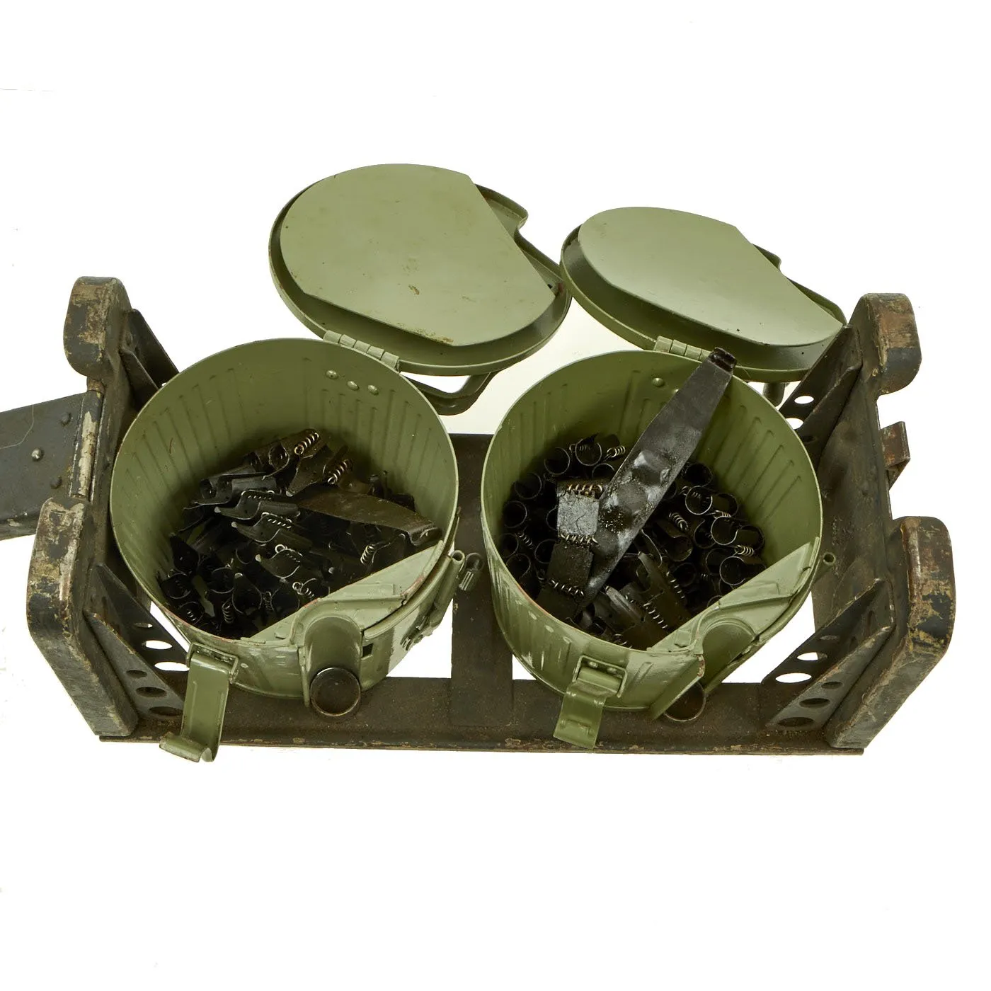 Original German MG 34 MG 42 Basket Belt Carriers with Belts & Feed Strips in 1943 dated WWII Transport Frame