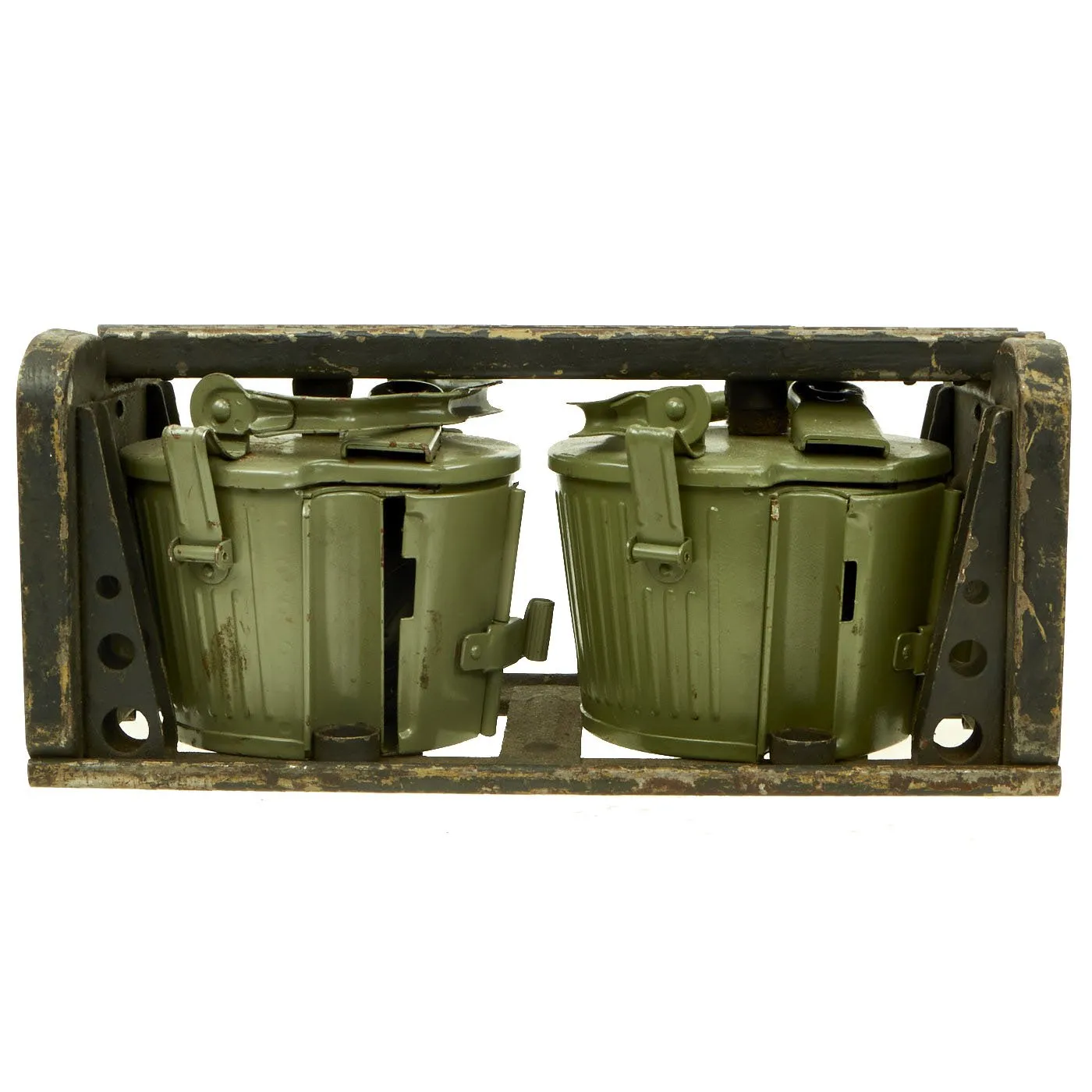 Original German MG 34 MG 42 Basket Belt Carriers with Belts & Feed Strips in 1943 dated WWII Transport Frame