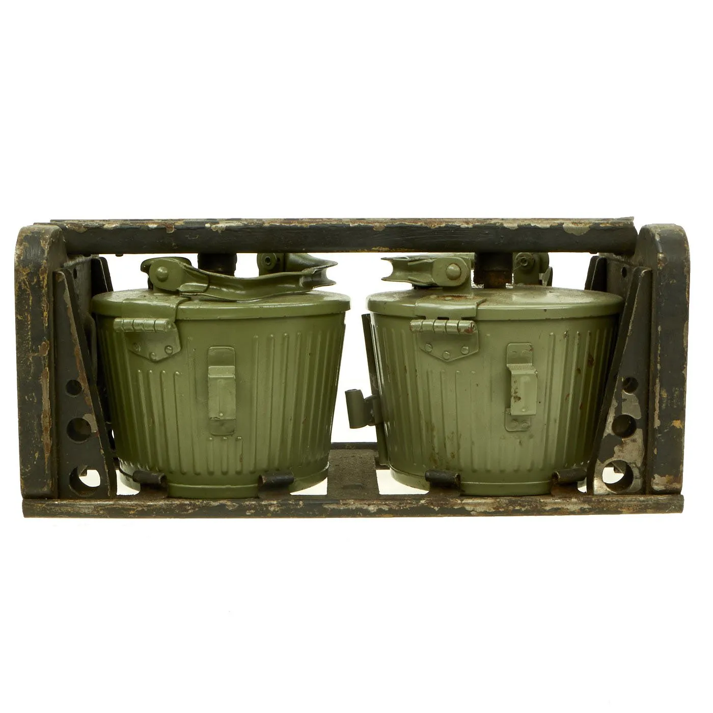 Original German MG 34 MG 42 Basket Belt Carriers with Belts & Feed Strips in 1943 dated WWII Transport Frame