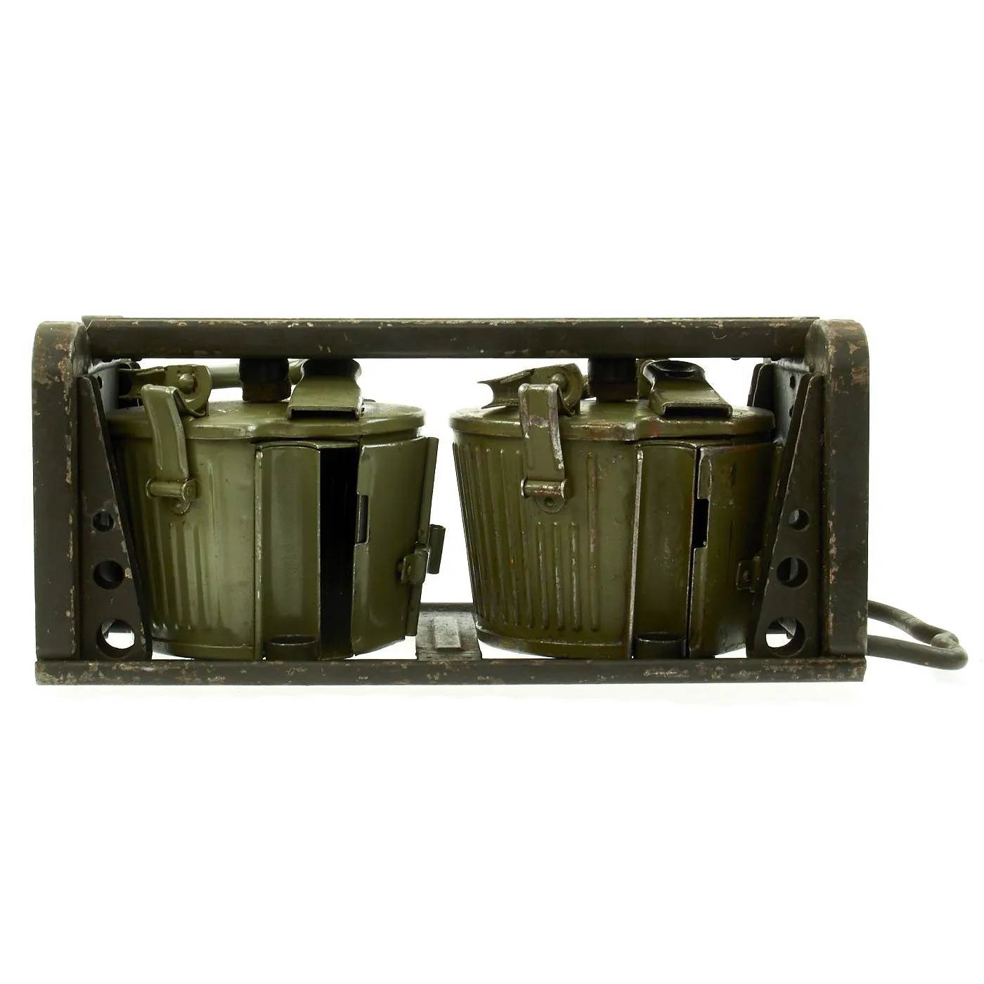 Original German WWII MG 34 MG 42 Basket Belt Carriers in Transport Frame - Maker Marked and Dated