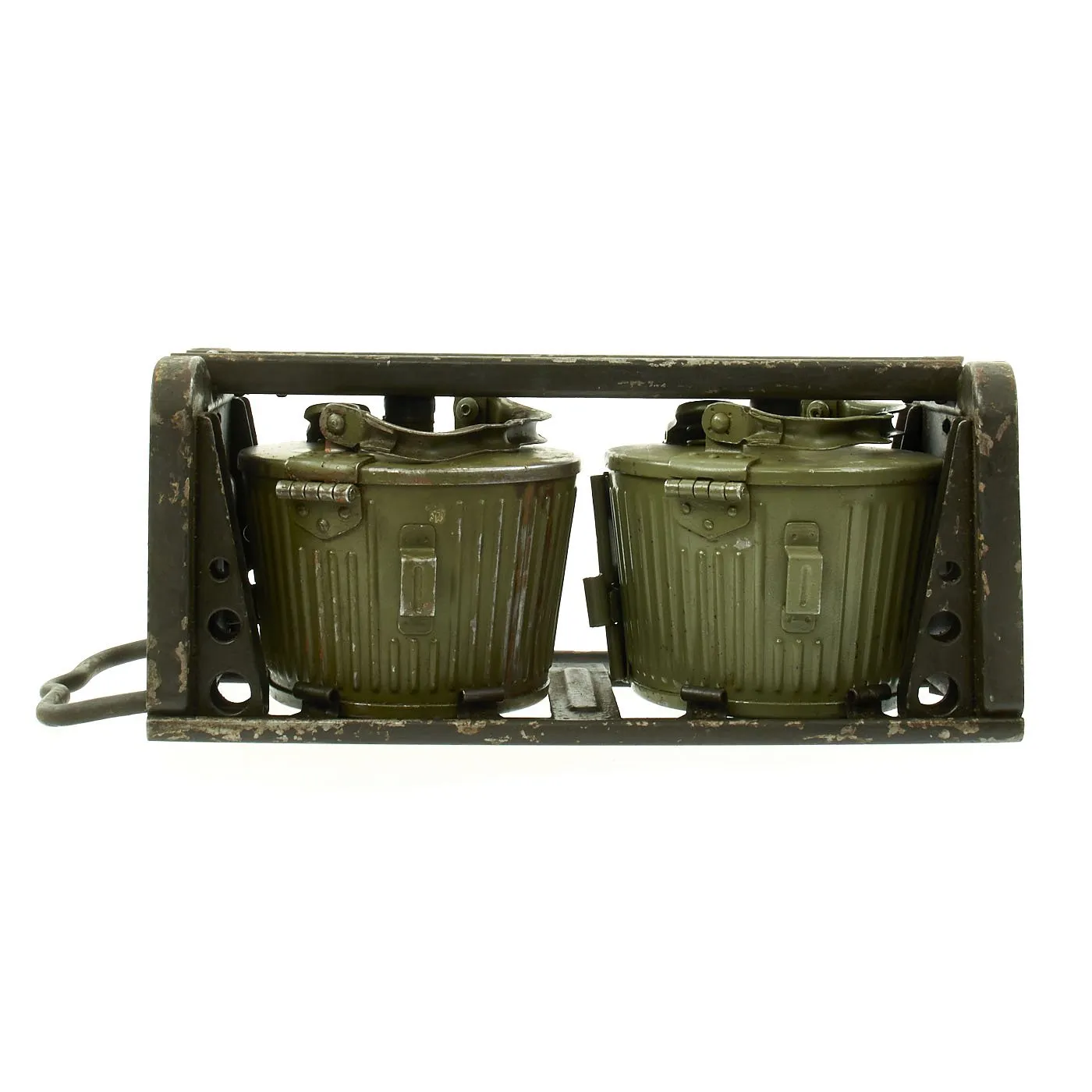 Original German WWII MG 34 MG 42 Basket Belt Carriers in Transport Frame - Maker Marked and Dated