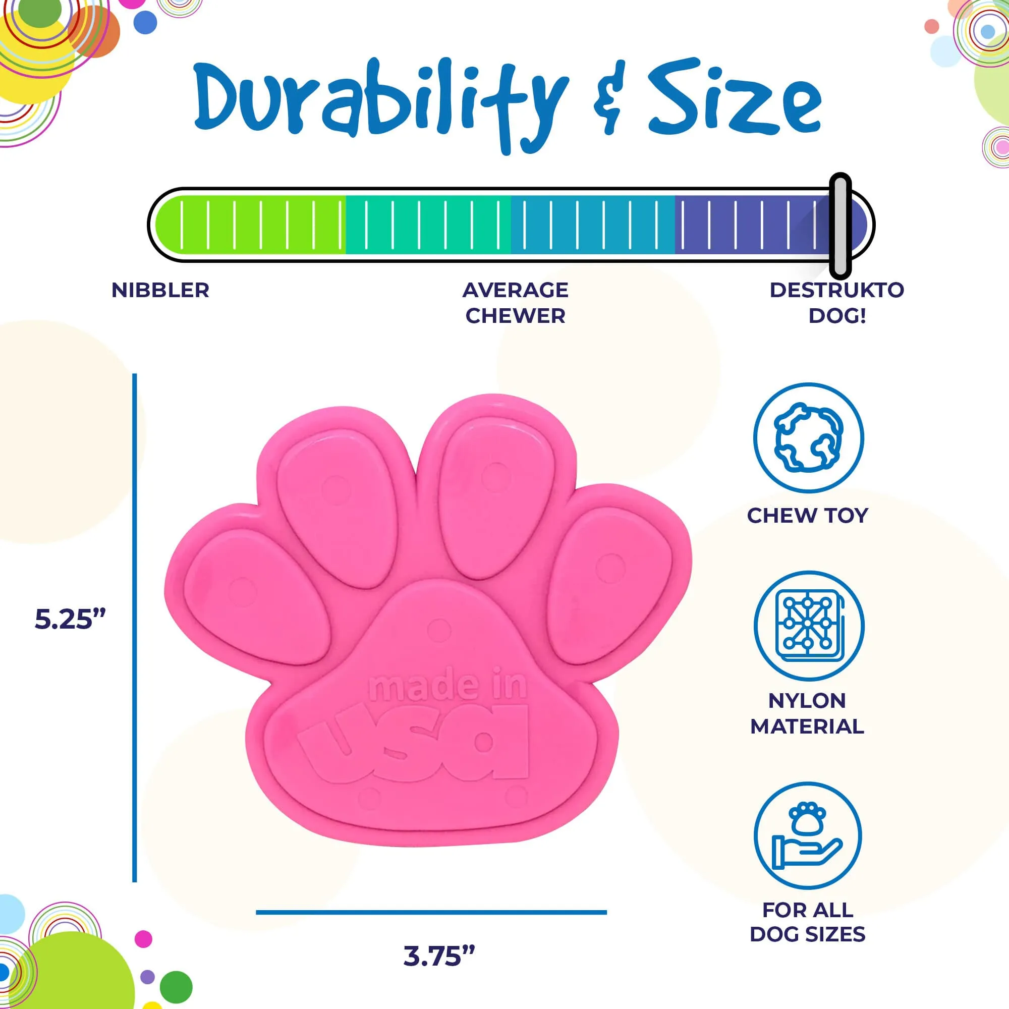 Paw Print Ultra Durable Nylon Dog Chew Toy