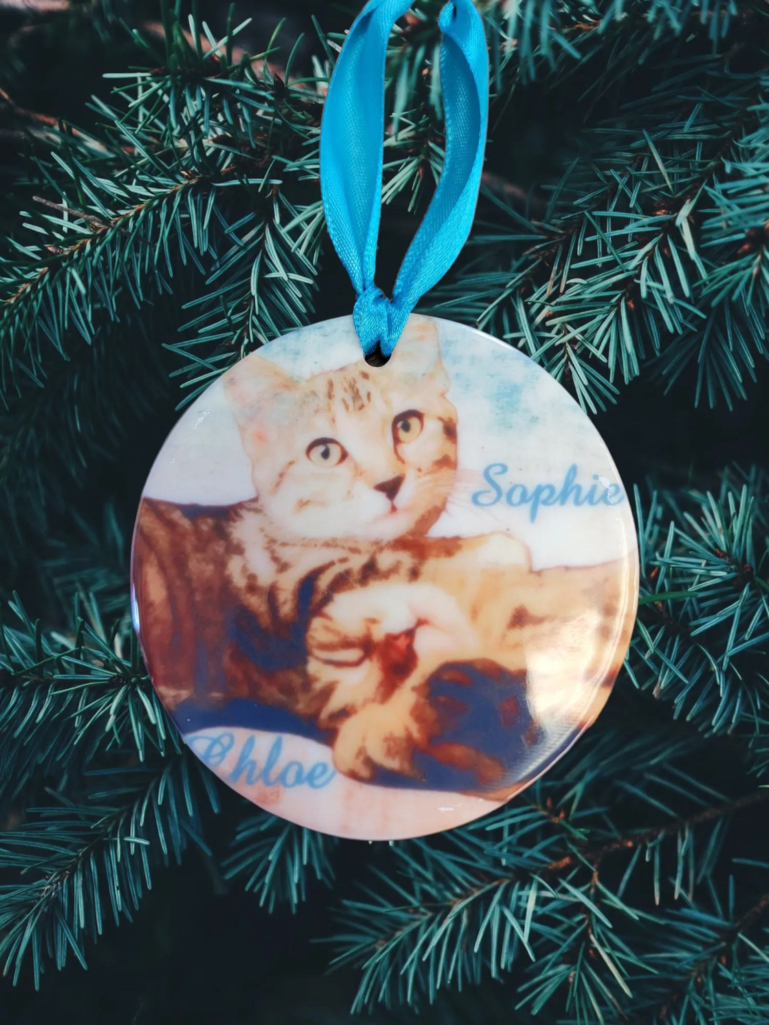 Personalized Watercolor Cat Pet Kitten Ceramic Ornament