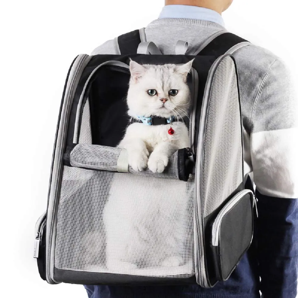 Pet Backpack Carrier for Small Cats Dogs - Black