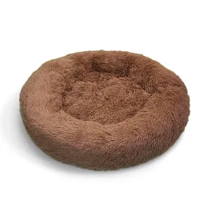 Pet Dog Bed Bedding Warm Plush Round Soft Dog Nest Light Coffee  XL 100cm